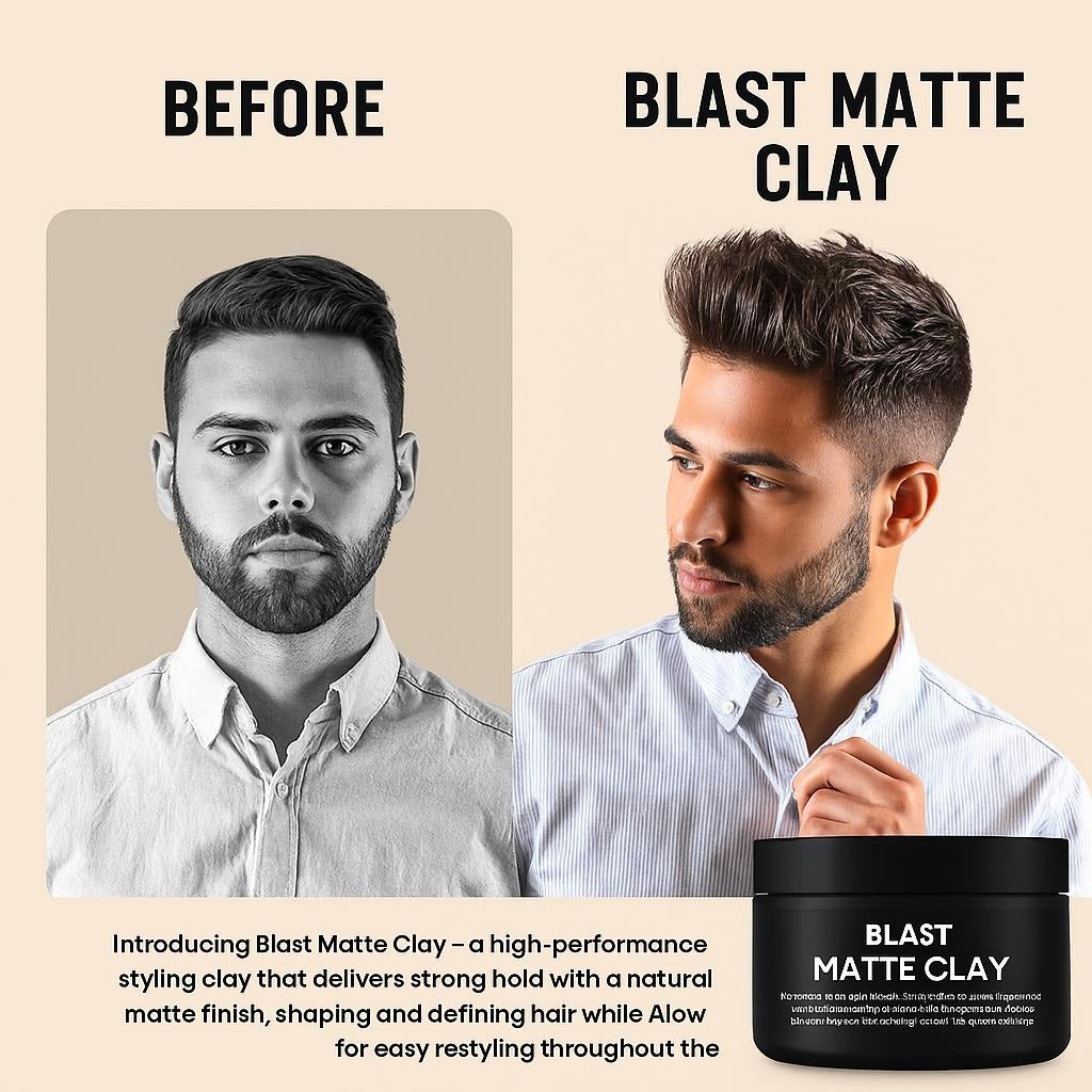 Blast Signature Collection Matte Clay - Strong Hold Natural Matte Finish Flexible Styling Hair Product for All Hair Types