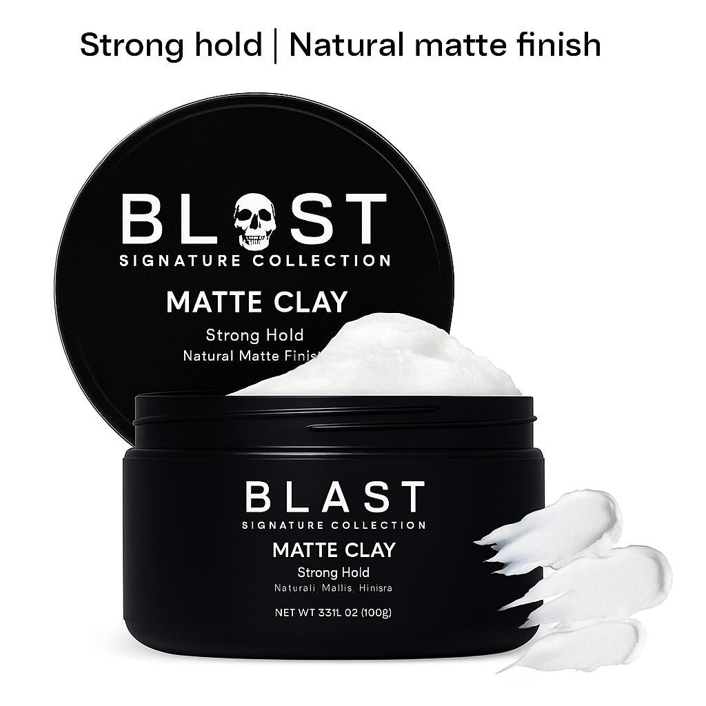 Blast Signature Collection Matte Clay - Strong Hold Natural Matte Finish Flexible Styling Hair Product for All Hair Types