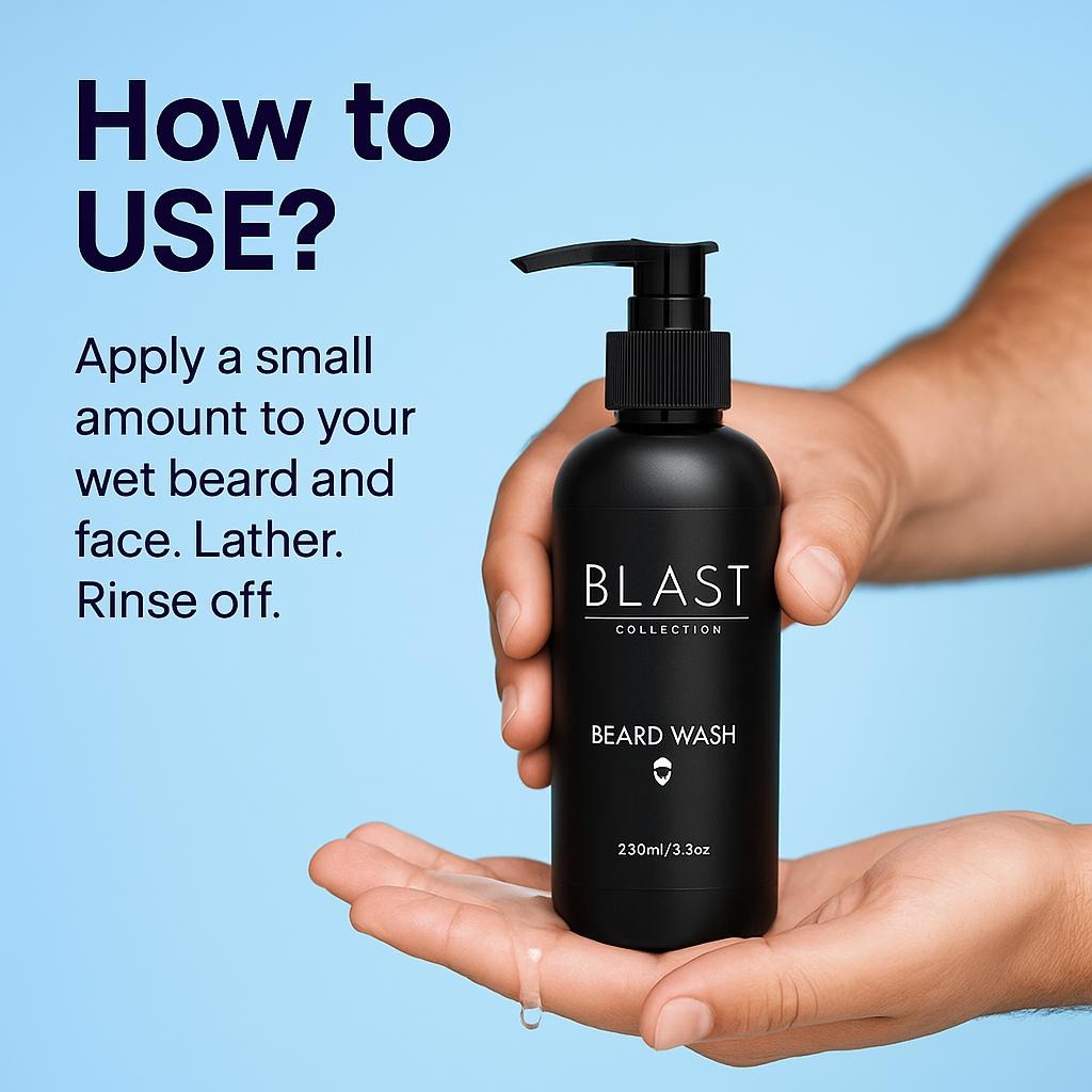 Blast Signature Collection Beard Wash – Gentle Cleanse, Hydrate & Soften for Healthy Beards with Coconut Oil | Daily Beard Care